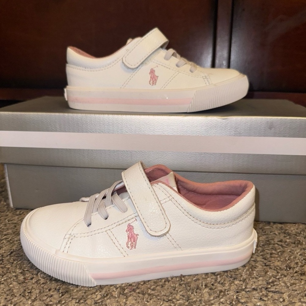 Ralph Lauren toddler girls White and Pink Sneakers size 9